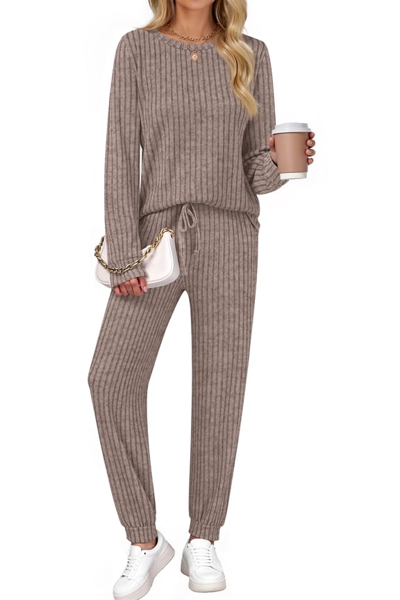 Two Piece Sets for Women Lounge Sets Casual Long Sleeve Tops and Long Pants Vacation Travel Fall Outfits Pajama Sets