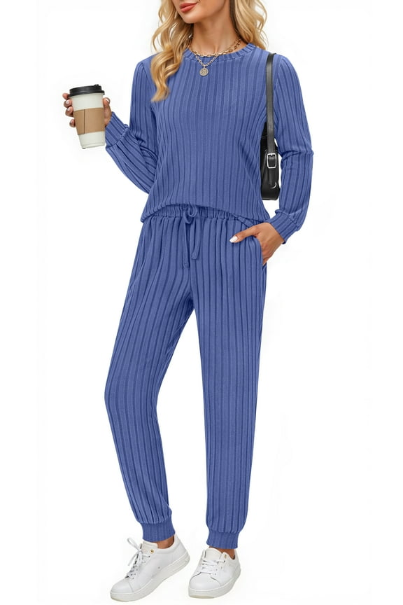 Two Piece Sets for Women Lounge Sets Casual Long Sleeve Tops and Long Pants Vacation Travel Fall Outfits Pajama Sets