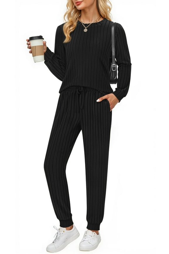 Two Piece Sets for Women Lounge Sets Casual Long Sleeve Tops and Long Pants Vacation Travel Fall Outfits Pajama Sets