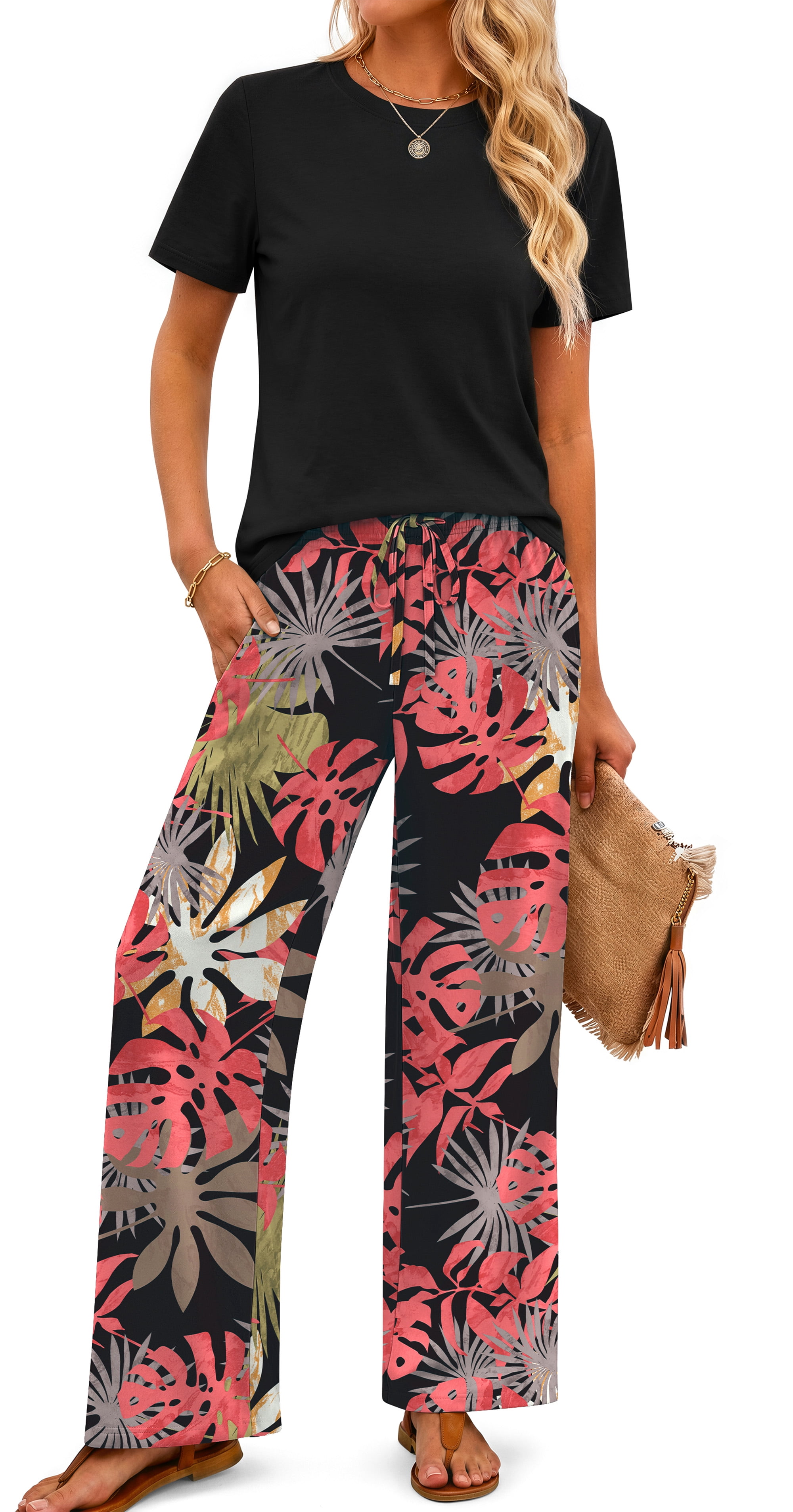 Fantaslook Two Piece Sets for Women Summer Vacation Outfits Boho Lounge ...