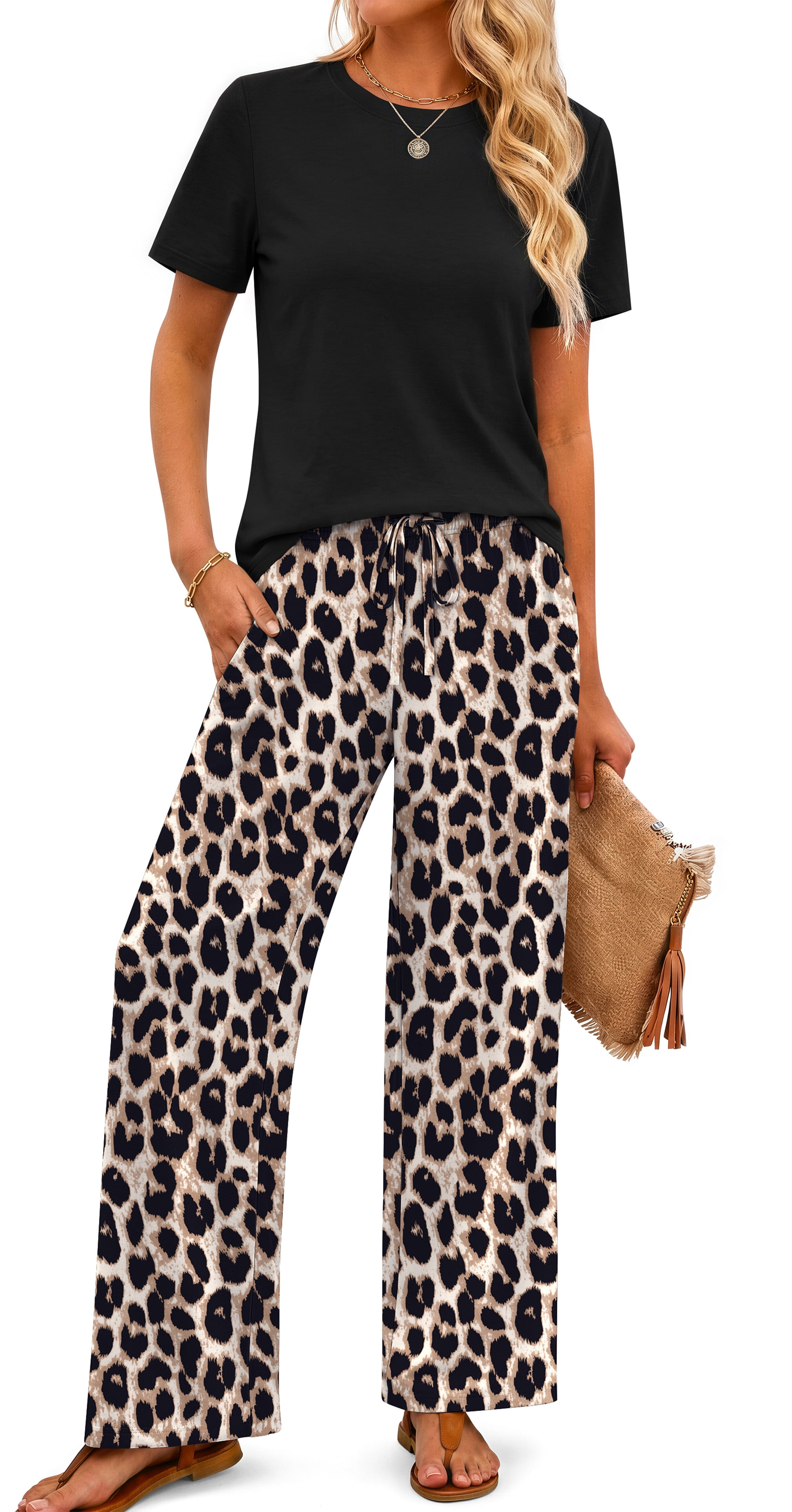 Two Piece Sets for Women Summer Vacation Outfits Boho Lounge Sets Beach Airport Travel Matching Clothing