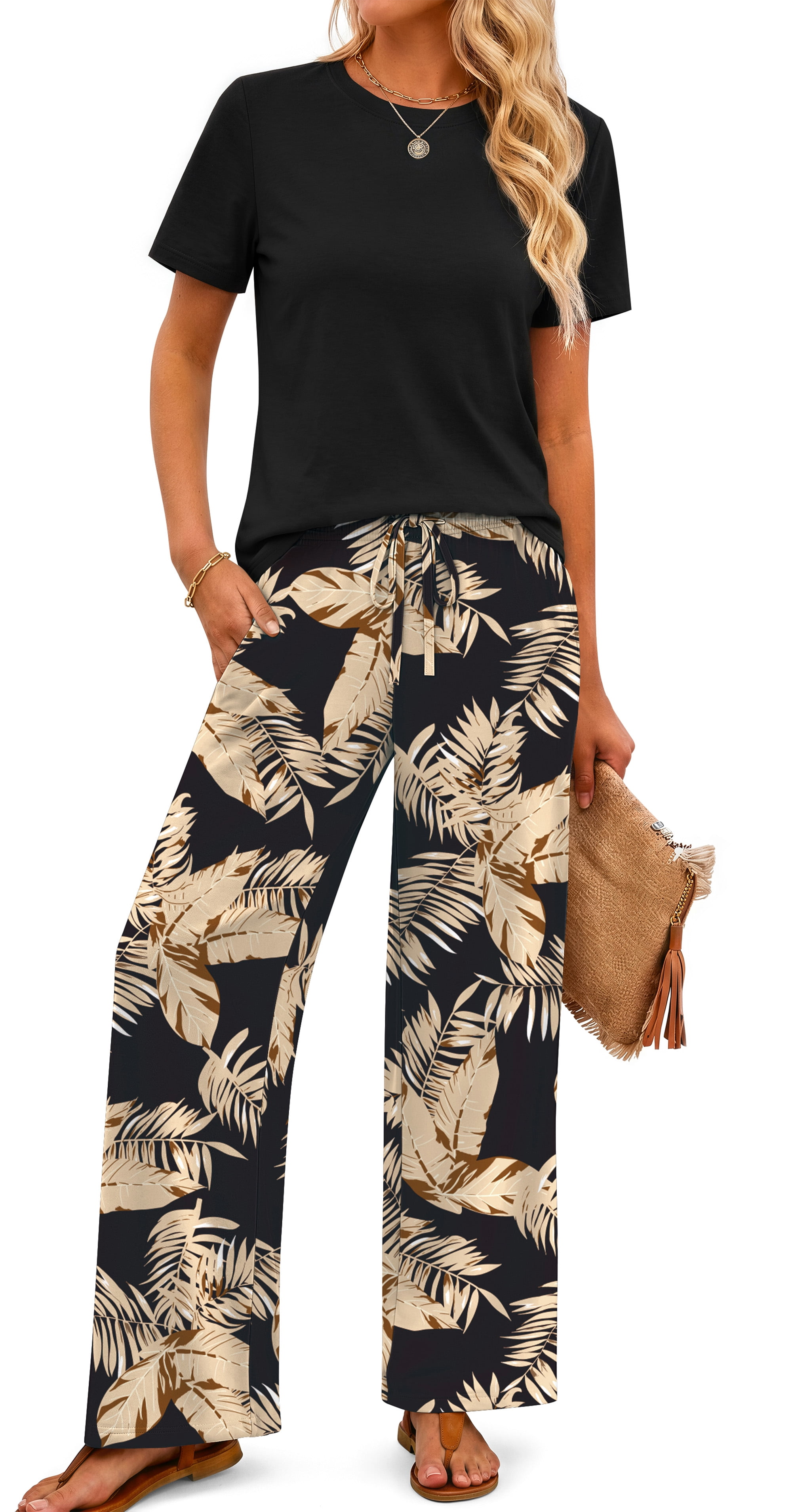 Fantaslook Two Piece Sets for Women Summer Vacation Outfits Boho Lounge ...