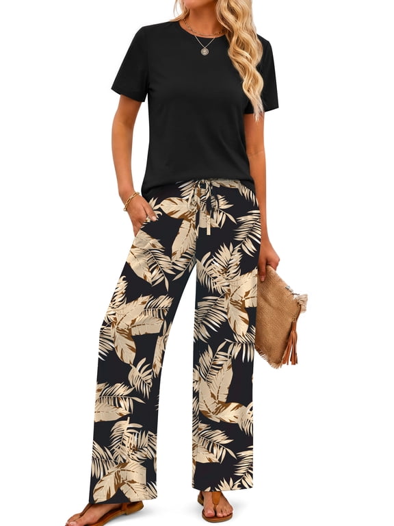 Two Piece Sets for Women Summer Vacation Outfits Boho Lounge Sets Beach Airport Travel Matching Clothing