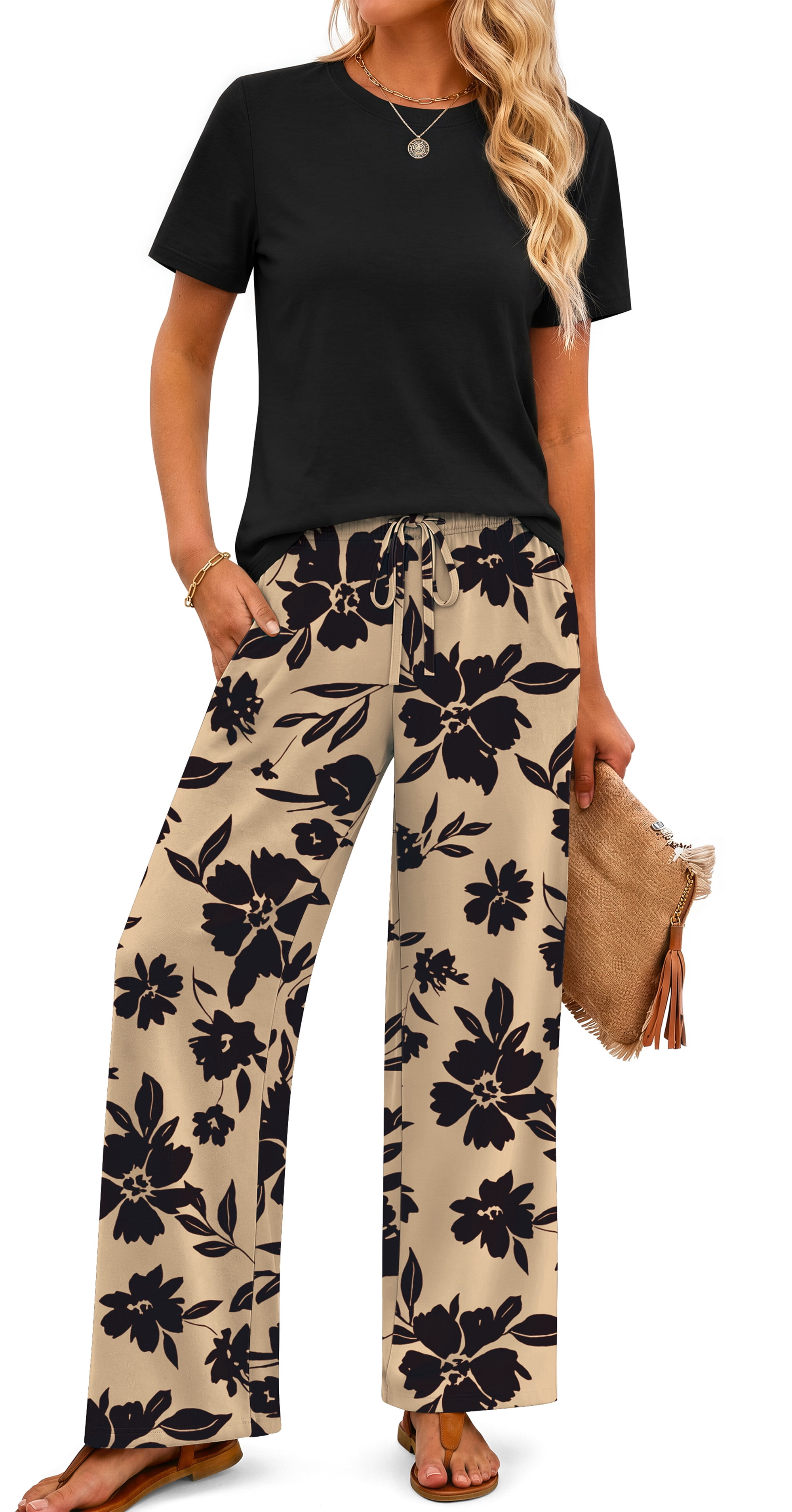 Fantaslook Two Piece Sets for Women Summer Vacation Outfits Boho Lounge ...