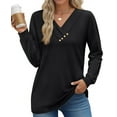 thumbnail image 1 of Fantaslook V Neck Blouses for Women Dressy Casual Tops Button Long Sleeve Shirts Trendy Fall Tops, 1 of 7