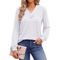 thumbnail image 1 of Fantaslook V Neck Blouses for Women Dressy Casual Tops Button Long Sleeve Shirts Trendy Fall Tops, 1 of 9