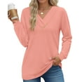 thumbnail image 1 of Fantaslook V Neck Blouses for Women Dressy Casual Tops Button Long Sleeve Shirts Trendy Fall Tops, 1 of 7