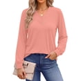 thumbnail image 1 of Fantaslook V Neck Blouses for Women Dressy Casual Tops Button Long Sleeve Shirts Trendy Fall Tops, 1 of 9
