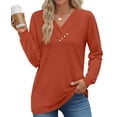 thumbnail image 1 of Fantaslook V Neck Blouses for Women Dressy Casual Tops Button Long Sleeve Shirts Trendy Fall Tops, 1 of 7