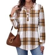 Fantaslook V Neck Button Sweatshirt for Women Pullover Long Sleeve Shirts Fall Fashion Tunic Tops