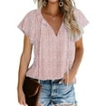 thumbnail image 1 of Fantaslook Blouses for Women Floral Print V Neck Ruffle Short Sleeve Shirts Casual Summer Tops, 1 of 7