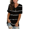 thumbnail image 1 of Fantaslook V Neck Short Sleeve T Shirts for Women Summer Tops Basic Casual Striped Tee, 1 of 6