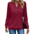 thumbnail image 1 of Fantaslook V Neck Sweatshirts for Women Casual Long Sleeve Shirts Button Pullover Tops Fashion Fall Outfits, 1 of 8