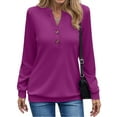thumbnail image 1 of Fantaslook V Neck Sweatshirts for Women Casual Long Sleeve Shirts Button Pullover Tops Fashion Fall Outfits, 1 of 7