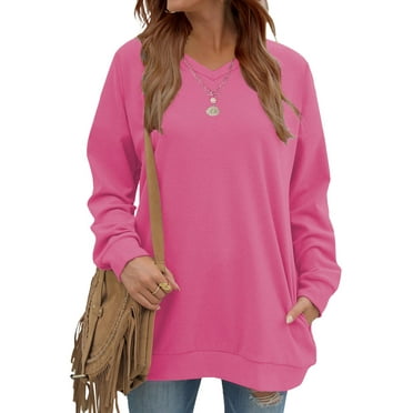 Fantaslook V Neck Sweatshirts for Women Casual Long Sleeve Tops Oversized Sweatshirt With Pockets