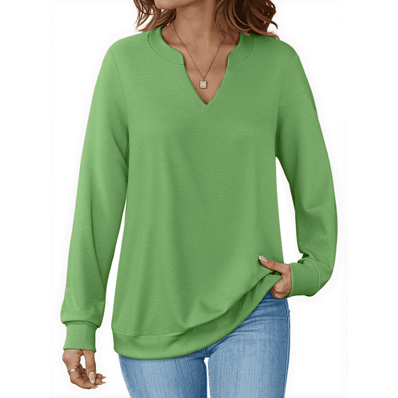 Fantaslook V Neck Sweatshirts for Women Pullover Long Sleeve Shirts Tunic Fall Tops Casual Lightweight Sweatshirts