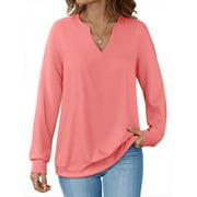 FANTASLOOK V Neck Sweatshirts for Women Pullover Long Sleeve Shirts Tunic Fall Tops Casual Lightweight Sweatshirts
