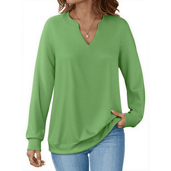 Fantaslook V Neck Sweatshirts for Women Pullover Long Sleeve Shirts Tunic Fall Tops Casual Lightweight Sweatshirts