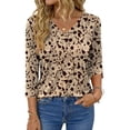 thumbnail image 1 of Fantaslook V Neck T Shirts for Women 3/4 Sleeve Tunic Tops Dressy Casual Blouses Boho Basics Tee Summer Fall Clothes, 1 of 8