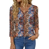 Fantaslook V Neck T Shirts for Women 3/4 Sleeve Tunic Tops Dressy ...