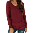 thumbnail image 1 of Fantaslook V Neck T Shirts for Women Long Sleeve Tops Solid Color Tee Casual Shirts, 1 of 7