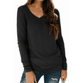 thumbnail image 1 of Fantaslook V Neck T Shirts for Women Long Sleeve Tops Solid Color Tee Casual Shirts, 1 of 8