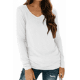 thumbnail image 1 of Fantaslook V Neck T Shirts for Women Long Sleeve Tops Solid Color Tee Casual Shirts, 1 of 8