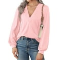 thumbnail image 1 of Fantaslook Deep V Neck Womens Tops Fall Long Puff Sleeve Shirts Dressy Casual Tunic Blouses, 1 of 8