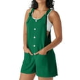 thumbnail image 1 of Fantaslook Waffle Jumpsuits for Women Summer Trendy Button Sleeveless Romper Ajustable Strap Shorts Overalls with Pockets, 1 of 9