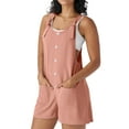 thumbnail image 1 of Fantaslook Waffle Jumpsuits for Women Summer Trendy Button Sleeveless Romper Ajustable Strap Shorts Overalls with Pockets, 1 of 9
