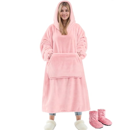 Fantaslook Wearable Blanket Hoodie Sweatshirt for Women and Men, Warm and Cozy Blanket Hoodie, Flannel Blanket with Sleeves and Giant Pocket