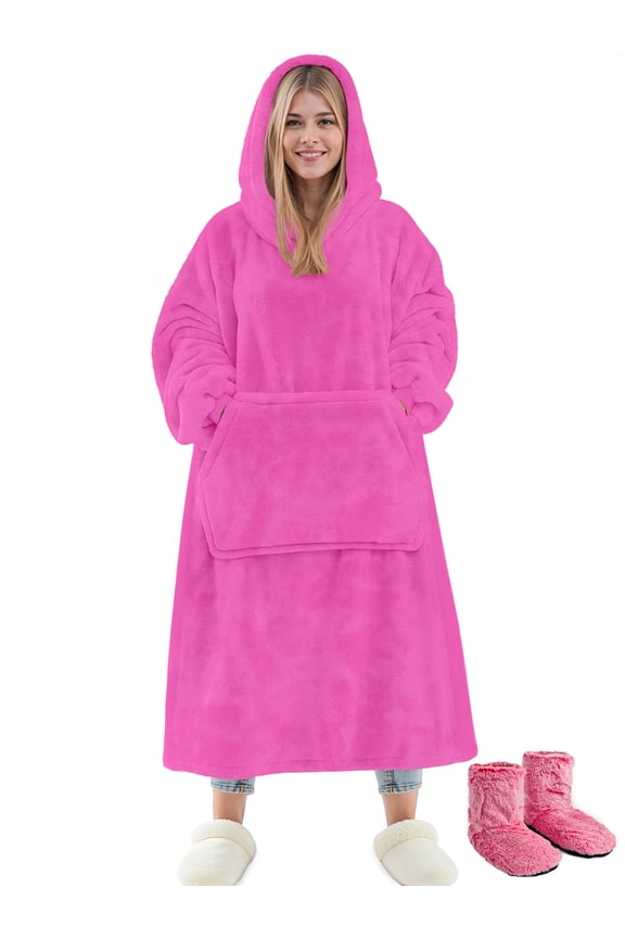 Wearable Blanket Hoodie Sweatshirt for Women and Men, Warm and Cozy Blanket Hoodie, Flannel Blanket with Sleeves and Giant Pocket