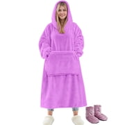 Fantaslook Wearable Blanket Hoodie Sweatshirt for Women and Men, Warm and Cozy Blanket Hoodie, Flannel Blanket with Sleeves and Giant Pocket