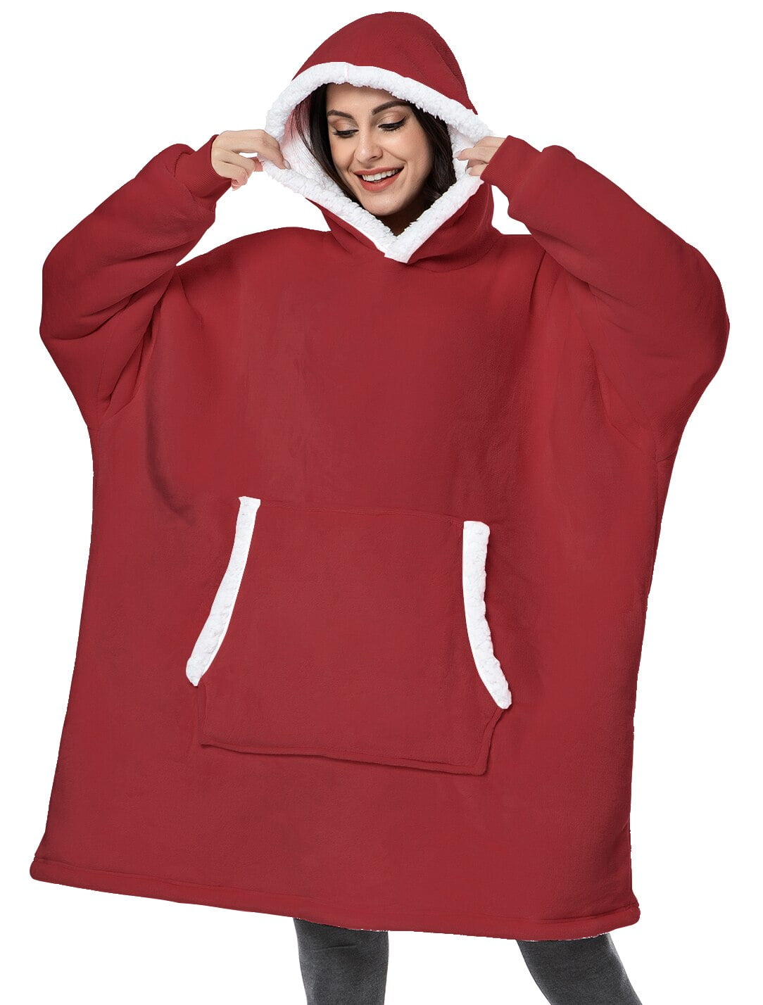 Fantaslook Wearable Blanket Hoodie for Women and Men, Oversized Sherpa Fleece Blanket Sweatshirt
