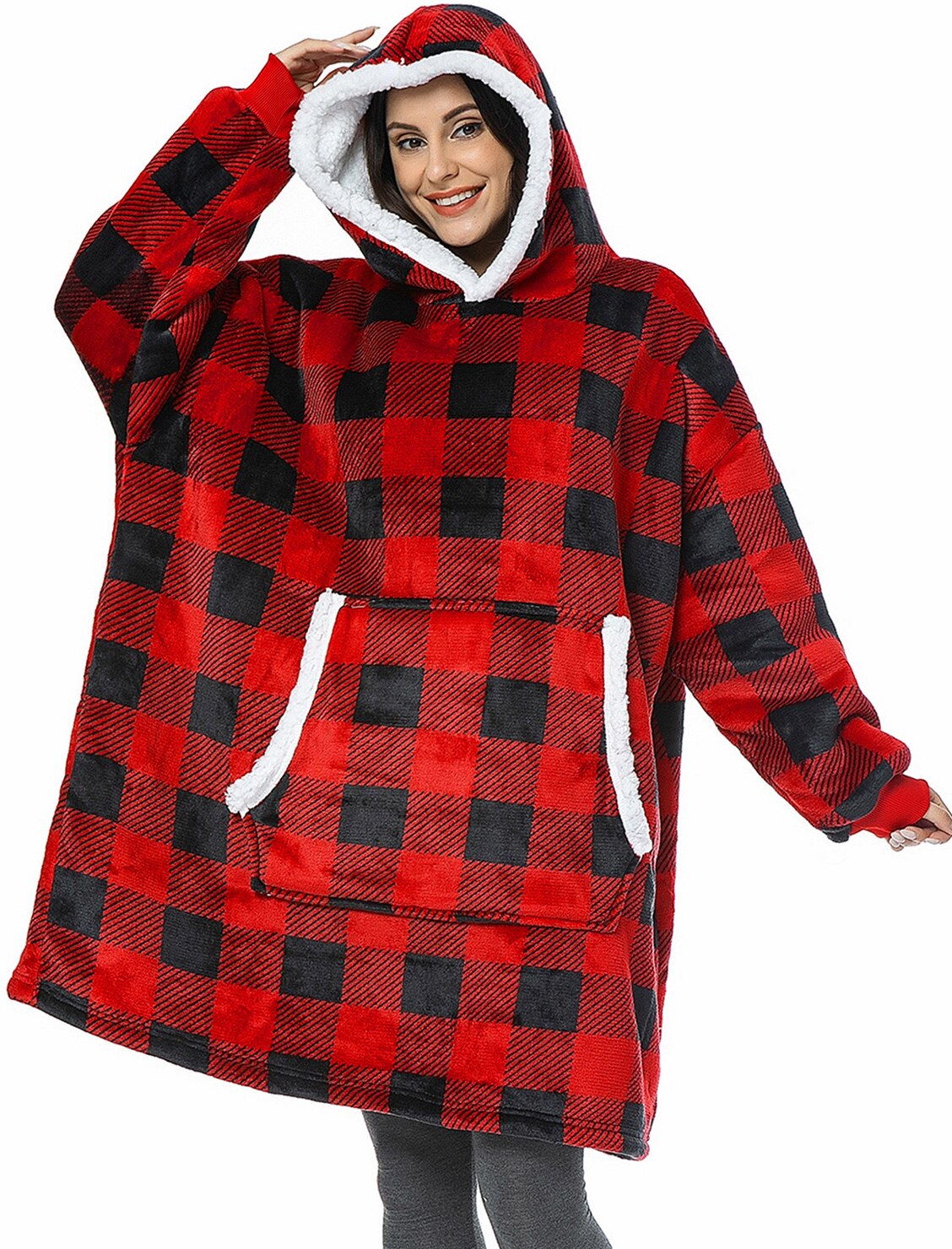 Fantaslook Wearable Blanket Hoodie Sweatshirt for Women and Men, Warm