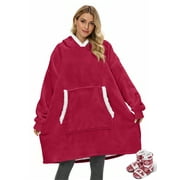 FANTASLOOK Wearable Blanket Hoodie for Women and Men, Oversized Sherpa Fleece Blanket Sweatshirt with Sleeves & Pocket