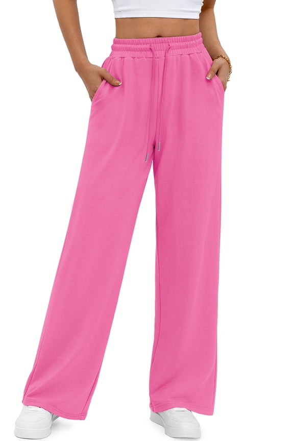 Wide Leg Sweatpants for Women Casual High Waisted Baggy Sweatpants Drawstring Workout Pants with Pockets Fashion Outfits