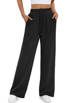 Fantaslook Wide Leg Sweatpants for Women Casual High Waisted Baggy Sweatpants Drawstring Workout Pants with Pockets Fashion Outfits