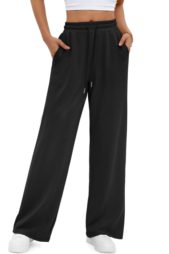 Wide Leg Sweatpants for Women Casual High Waisted Baggy Sweatpants Drawstring Workout Pants with Pockets Fashion Outfits