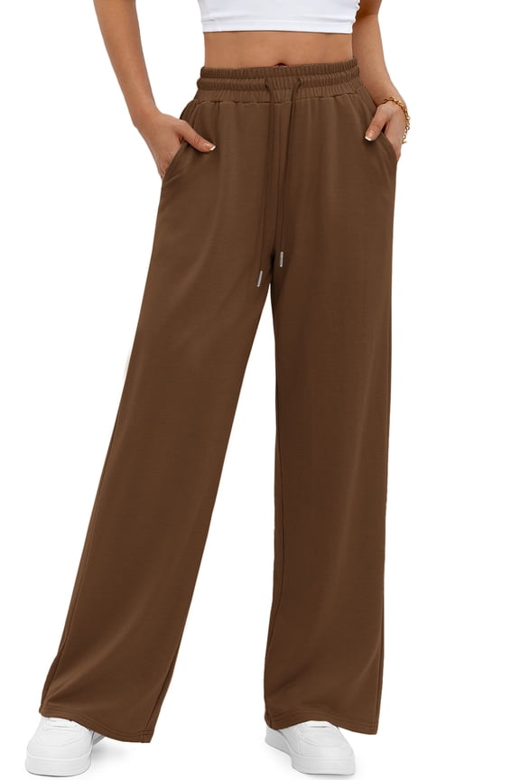 Wide Leg Sweatpants for Women Casual High Waisted Baggy Sweatpants Drawstring Workout Pants with Pockets Fashion Outfits