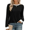 Fantaslook Women Blouses Color Block Long Sleeve S