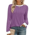 thumbnail image 1 of Fantaslook Women Blouses Color Block Long Sleeve Shirts Pleated Fall Tops Fashion Dressy Blouses, 1 of 8
