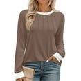 thumbnail image 1 of Fantaslook Women Blouses Color Block Long Sleeve Shirts Pleated Fall Tops Fashion Dressy Blouses, 1 of 7