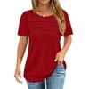 Fantaslook Women Blouses Dressy Casual Summer Short Sleeve Shirts Crew Neck Pleated Tunic Tops