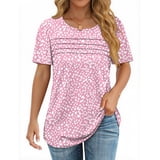 Fantaslook Women Blouses Dressy Casual Summer Short Sleeve Shirts Crew ...