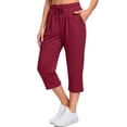 thumbnail image 1 of Fantaslook Women Capri Pants High Waisted Drawstring Summer Yoga Pants Workout Cropped Joggers Lounge Pants with Pockets, 1 of 9