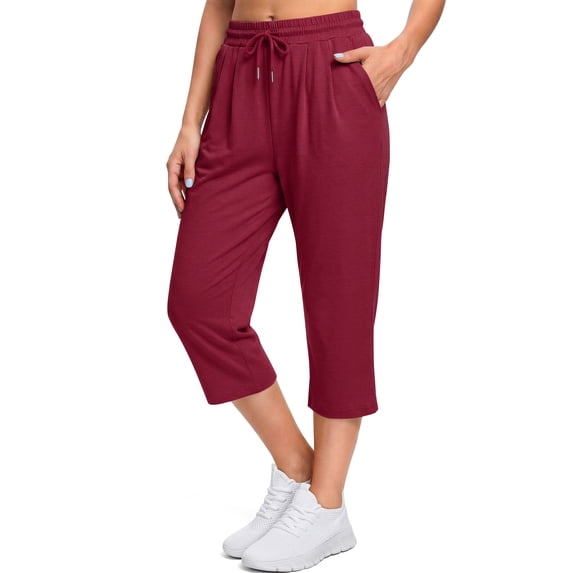 Fantaslook Women Capri Pants High Waisted Drawstring Summer Yoga Pants Workout Cropped Joggers Lounge Pants with Pockets