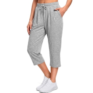 Fantaslook Women Capri Pants High Waisted Drawstring Summer Yoga Pants Workout Cropped Joggers Lounge Pants with Pockets