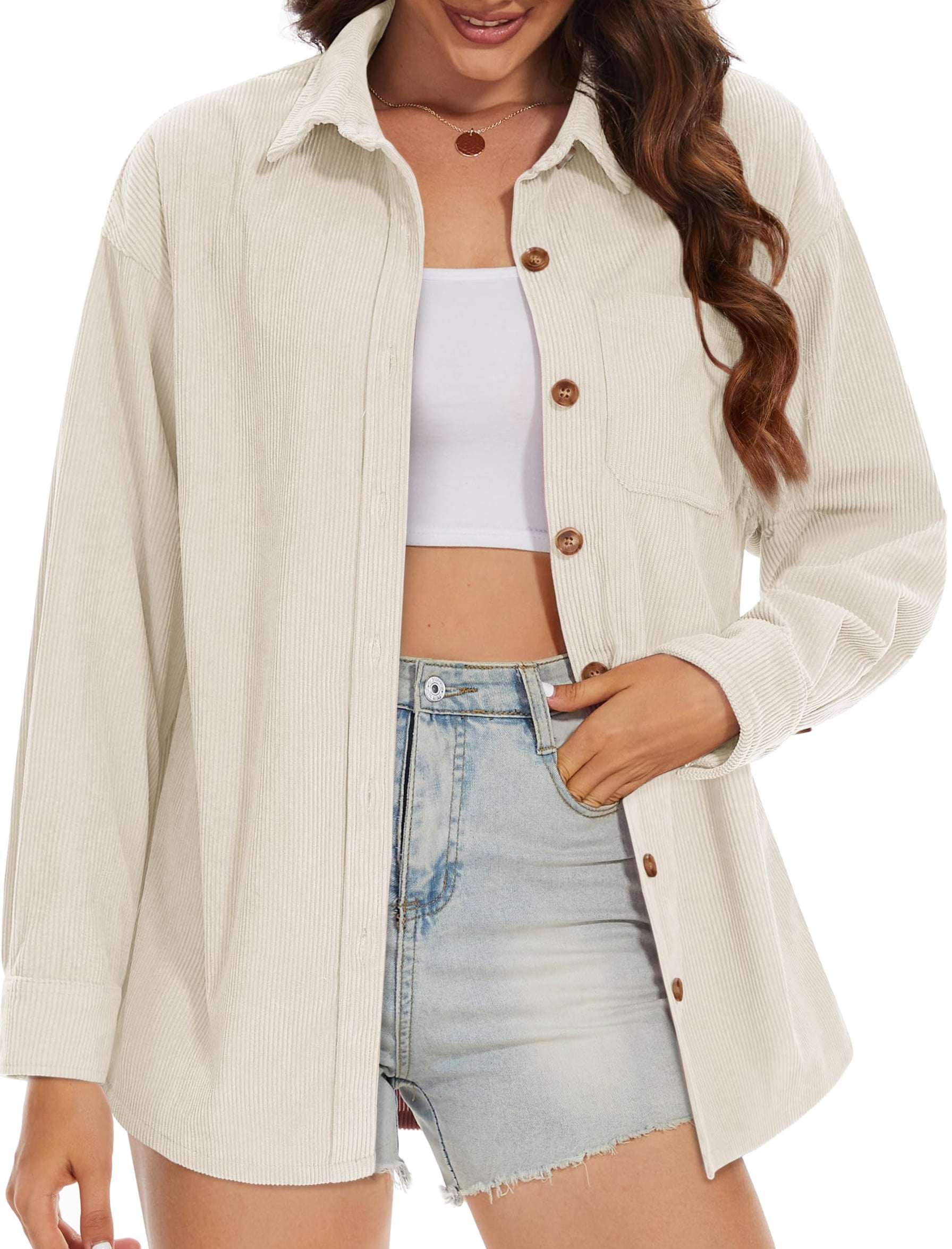 Hobemty Women's Work Shirt Long Sleeve Pleated Button Down