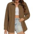 thumbnail image 1 of Fantaslook Women Corduroy Shirts Shacket Jacket Casual Long Sleeve Button Down Blouses Tops, 1 of 8